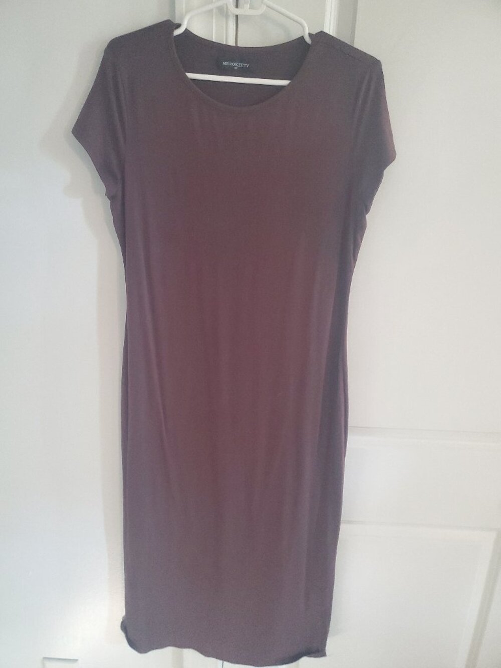 Basic MeroKeety Chocolate Brown Tshirt Dress